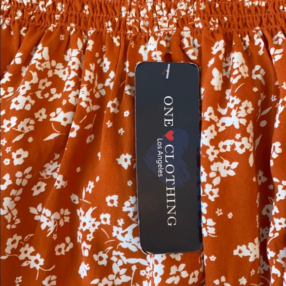 NWT One Clothing Floral Orange Off Shoulder Top - Picture 4 of 6